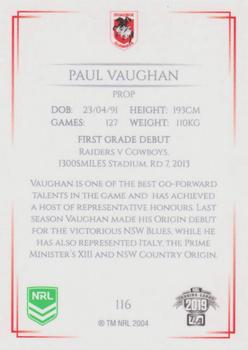 2019 NRL Elite #116 Paul Vaughan Back